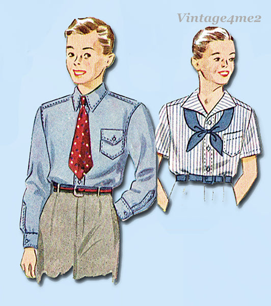 1930s Vintage Simplicity Sewing Pattern 1509 Little Boys Casual Shirt Set Size 6