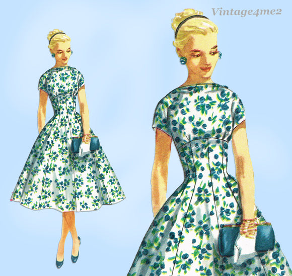 1950s Vintage Simplicity Sewing Pattern 1510 Stunning Misses Cocktail Dress Sz 30 B