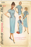 1950s Vintage Simplicity Sewing Pattern 1530 Misses Wiggle Dress Size 32 Bust