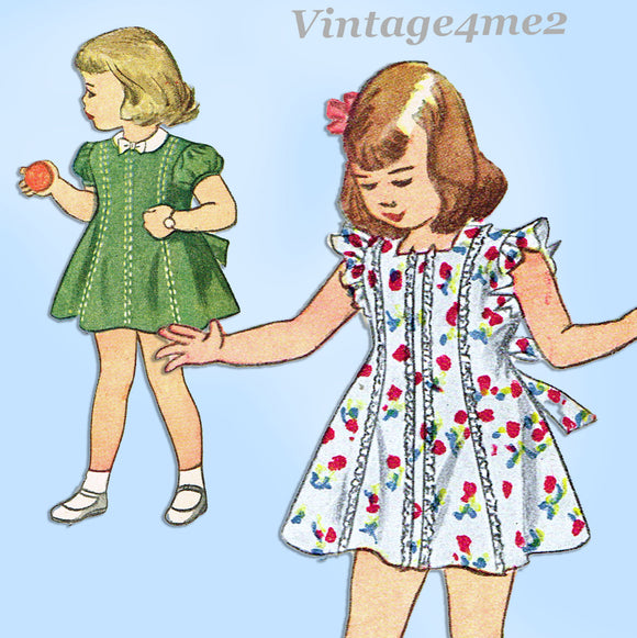 Simplicity 1569: 1940s Toddler Girls Princess Dress Sz 4  Vintage Sewing Pattern