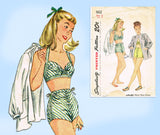 Simplicity 1612: 1940s Misses WWII Bathing Suit Size 30 B Vintage Sewing Pattern