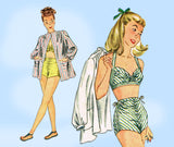 Simplicity 1612: 1940s Misses WWII Bathing Suit Size 30 B Vintage Sewing Pattern