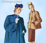 Simplicity 1716: 1940s Stunning Misses Swing Coat Sz 34 B Vintage Sewing Pattern