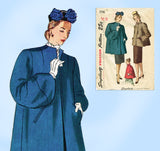 Simplicity 1716: 1940s Stunning Misses Swing Coat Sz 34 B Vintage Sewing Pattern