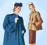 Simplicity 1716: 1940s Stunning Misses Swing Coat Sz 34 B Vintage Sewing Pattern