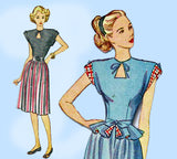 1940s Vintage Simplicity Sewing Pattern 1738 Uncut MIsses Keyhole Dress Size 29 B