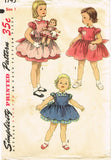 1950s Vintage Simplicity Sewing Pattern 1745 Baby Girls Dress Matching Doll Sz 1