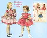 1950s Vintage Simplicity Sewing Pattern 1745 Baby Girls Dress Matching Doll Sz 1