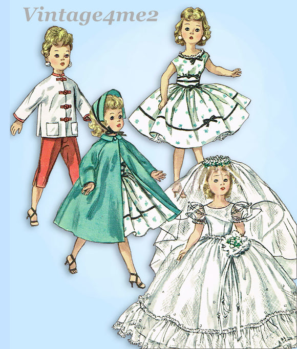 1950s Vintage Simplicity Sewing Pattern 1808 21in High Heel Doll Clothes Set