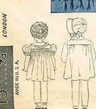 Simplicity 1839: 1930s Toddler Girl Smocked Dress Coat Vintage Sewing Pattern