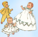 1950s Vintage Simplicity Sewing Pattern 1844 11 1/2 Inch Baby Doll Clothes ORIG - Vintage4me2