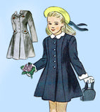 1940s Vintage Simplicity Sewing Pattern 1853 Cute Toddler Girls Coat Size 6