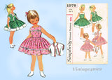 Simplicity 1978: 1950s Sweet Toddler Girls Dress Size 2 Vintage Sewing Pattern