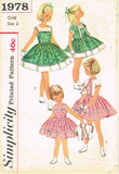 Simplicity 1978: 1950s Sweet Toddler Girls Dress Size 2 Vintage Sewing Pattern