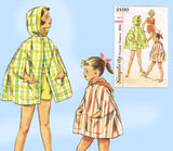 Simplicity 2100: 1950s Girls Sun Suit & Hooded Cape Sz 12 Vintage Sewing Pattern
