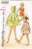 Simplicity 2100: 1950s Girls Sun Suit & Hooded Cape Sz 12 Vintage Sewing Pattern