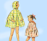 Simplicity 2100: 1950s Girls Sun Suit & Hooded Cape Sz 12 Vintage Sewing Pattern