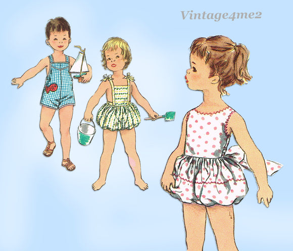 Simplicity 2130: 1950s Sweet Baby Sun Suit or Romper Vintage Sewing Pattern