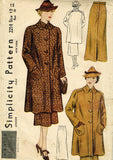Simplicity 2214: 1930s Misses Suit w Swagger Coat Sz 30 B Vintage Sewing Pattern - Vintage4me2