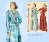 Simplicity 2236: 1940s Misses Floor Length Housecoat 36B Vintage Sewing Pattern