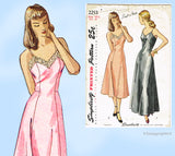 Simplicity 2253: 1940s Simple Misses Slip Size 35 Bust Vintage Sewing Pattern