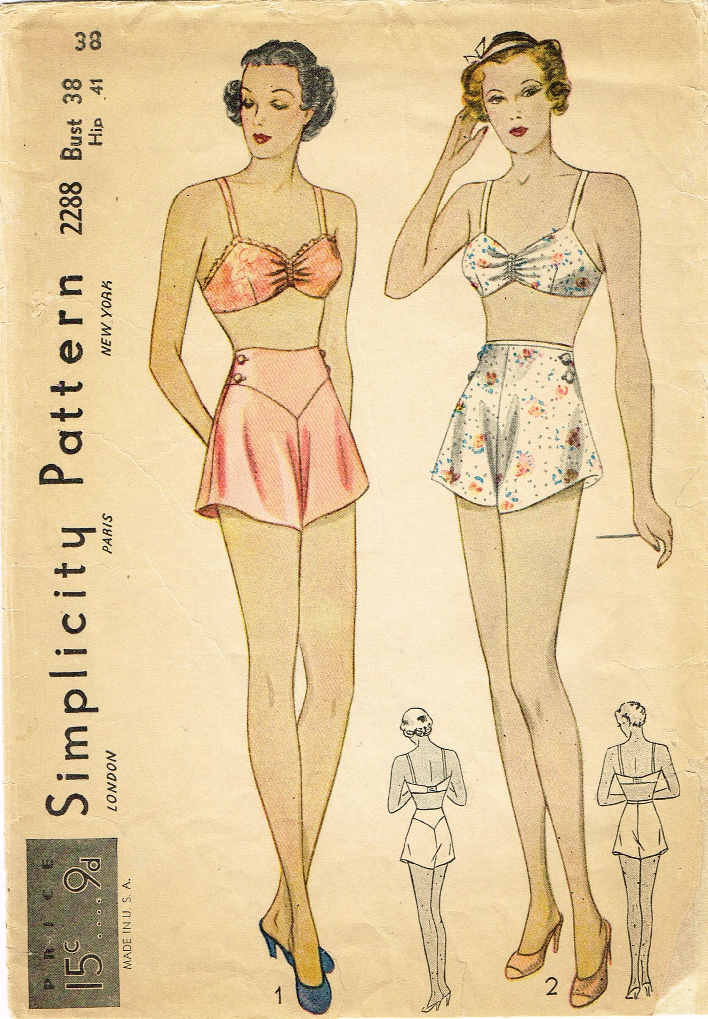 1940s Pattern, Bra, Brassiere, Pantie Knickers - Bust 38 (96.5 cm) –  Vintage Sewing Pattern Company