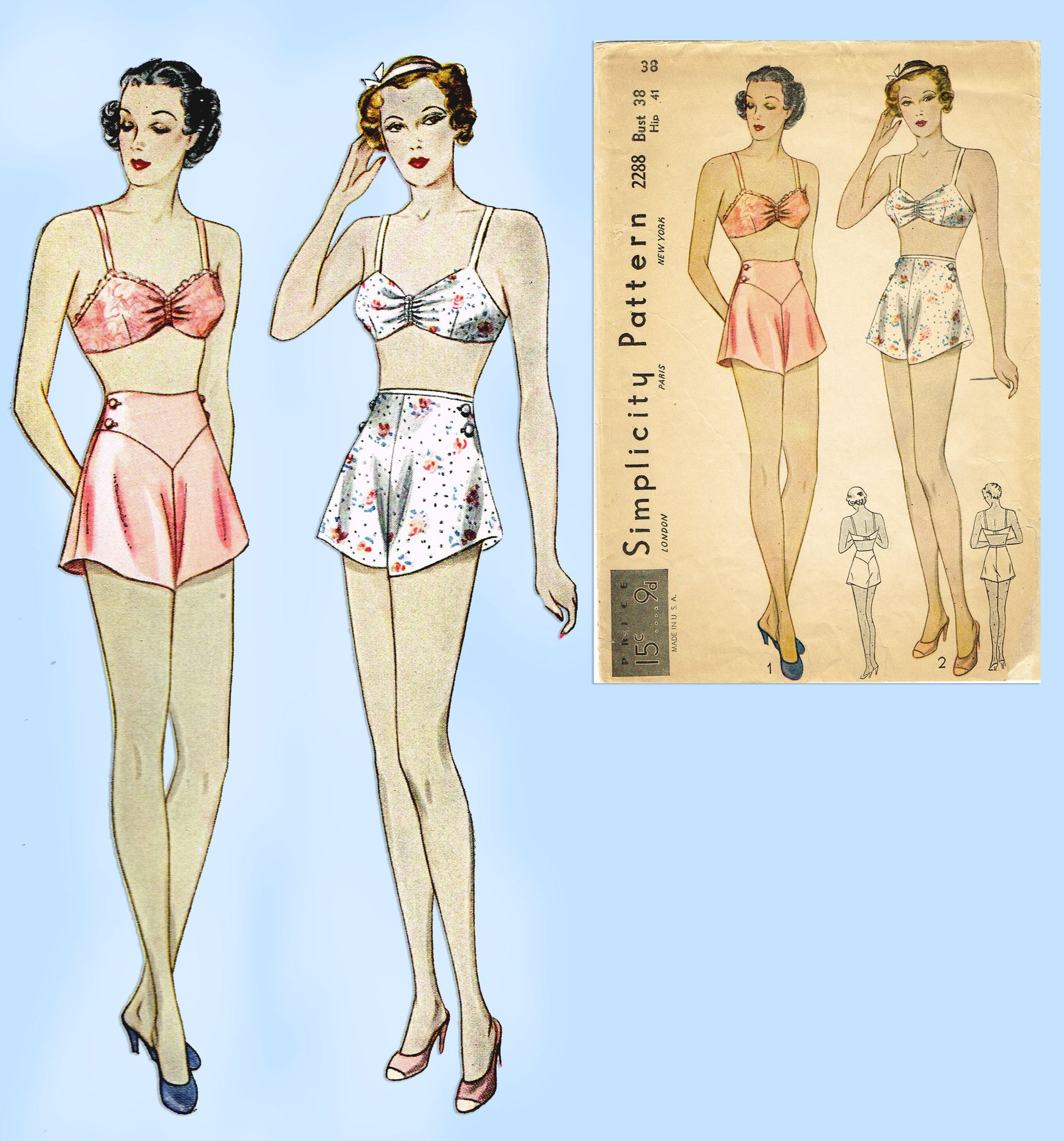 1940s Pattern, Bra, Brassiere, Pantie Knickers - Bust 38 (96.5 cm) –  Vintage Sewing Pattern Company