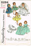 1950s Vintage Simplicity Sewing Pattern 2294 Uncut 10 1/2 Inch Toddler Doll Clothes