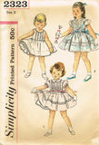 Simplicity 2323: 1950s Cute Uncut Toddler Girls Dress Sz3 Vintage Sewing Pattern