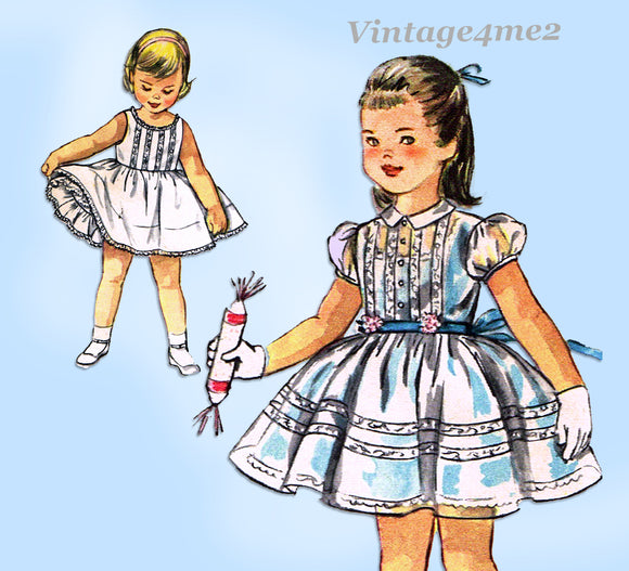 Simplicity 2323: 1950s Cute Uncut Toddler Girls Dress Sz3 Vintage Sewing Pattern