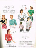 Simplicity 2343: 1940s Misses Back Button Blouse Sz 32 B Vintage Sewing Pattern