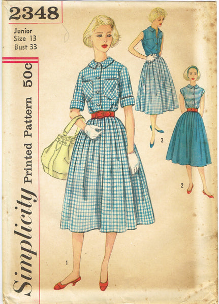 Simplicity 2348: 1950s Uncut Misses Skirt & Blouse Sz 33 B Vintage Sewing Pattern