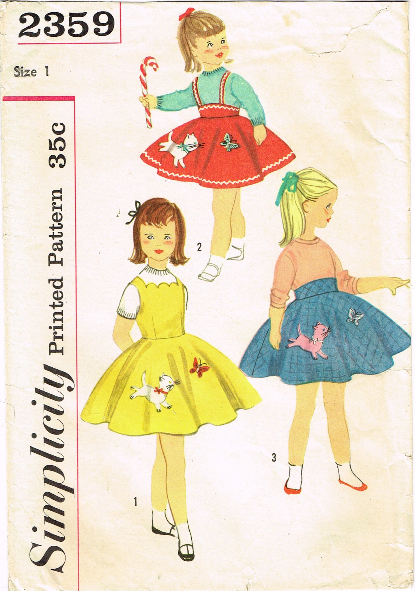 Normal Pattern 2359 Simplicity 2359: 1950s Toddler Girls Poodle Skirt Size 1 Vintage Sewin ...
