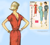 Simplicity 2362: 1950s Easy Misses Slender Dress Sz 33 B Vintage Sewing Pattern