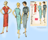 Simplicity 2362: 1950s Easy Misses Slender Dress Sz 33 B Vintage Sewing Pattern