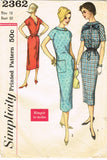 Simplicity 2362: 1950s Easy Misses Slender Dress Sz 33 B Vintage Sewing Pattern