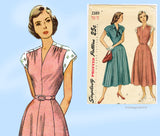 Simplicity 2389: 1940s Charming Misses House Dress Sz 34B Vintage Sewing Pattern