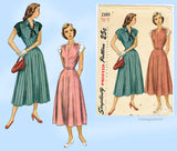 Simplicity 2389: 1940s Charming Misses House Dress Sz 34B Vintage Sewing Pattern