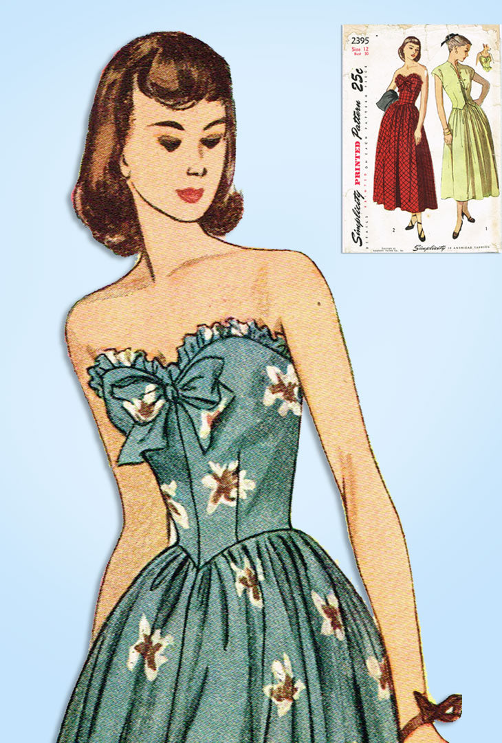 strapless dress sewing pattern V2131 (PDF) | Misses' Gown Corset Dress Sewing Pattern