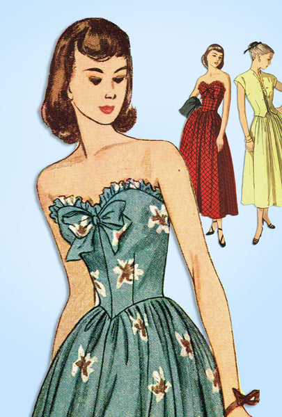dress pattern strapless 1940s Vintage Simplicity Sewing Pattern 2395 Misses Strapless Gown 30B –  Vintage4me2