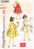 1950s Vintage Simplicity Sewing Pattern 2398 Toddler Girls Dress & Coat Size 5