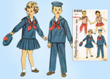 1950s Vintage Simplicity Sewing Pattern 2402 Twins Sailor Suit Size 4 - Vintage4me2