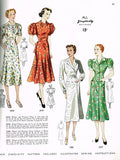1930s Vintage Simplicity Sewing Pattern 2410 Misses Dress w Puff Sleeves Sz 36 B - Vintage4me2