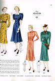 1930s Vintage Simplicity Sewing Pattern 2410 Misses Dress w Puff Sleeves Sz 32 B - Vintage4me2