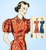 1930s Vintage Simplicity Sewing Pattern 2410 Misses Dress w Puff Sleeves Sz 36 B - Vintage4me2