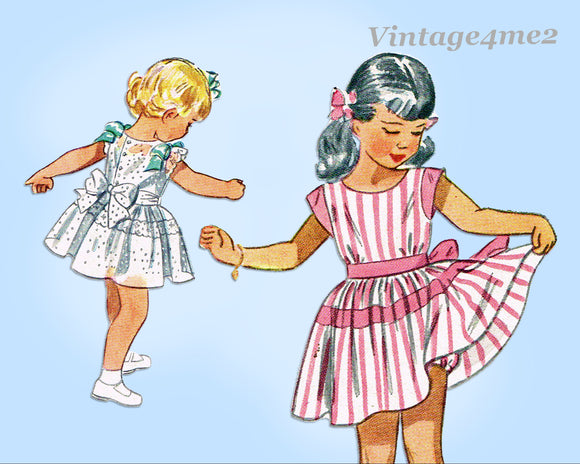 Simplicity 2418: 1940s Cute Uncut Toddler Girls Dress Sz 6 Vintage Sewing Pattern