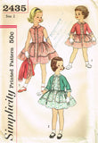 1950s Vintage Simplicity Sewing Pattern 2435 Toddler Girls Dress & Jacket Sz 2 - Vintage4me2