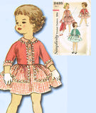 1950s Vintage Simplicity Sewing Pattern 2435 Toddler Girls Dress & Jacket Sz 2 - Vintage4me2