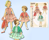 1950s Vintage Simplicity Sewing Pattern 2435 Toddler Girls Dress & Jacket Sz 2 - Vintage4me2