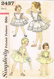 1950s Vintage Simplicity Sewing Pattern 2437 Toddler Girls Pinafore Dress Sz 2 - Vintage4me2